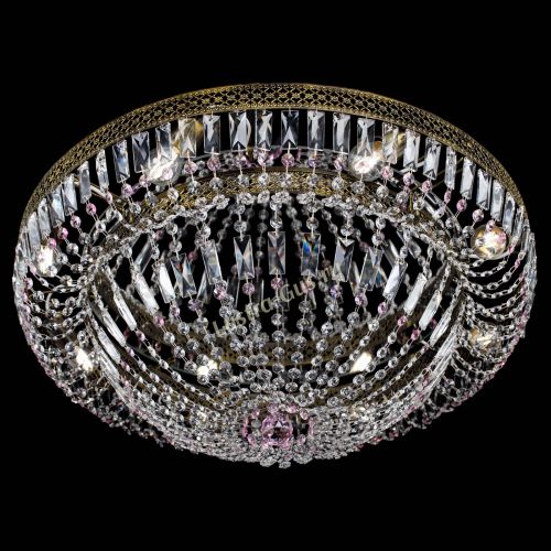 Люстра Венеция Купол пластинка под бронзу Розовая в Химках Гусь Хрустальный