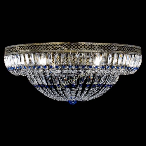 Люстра Венеция Купол пластинка под бронзу Синяя в Химках Гусь Хрустальный