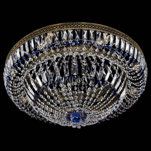 Люстра Венеция Купол пластинка под бронзу Синяя в Химках Гусь Хрустальный