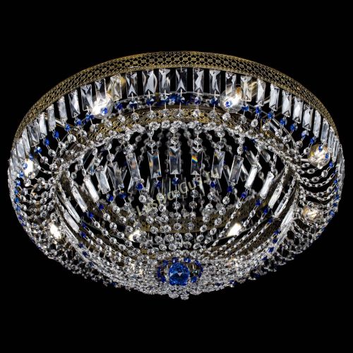 Люстра Венеция Купол пластинка под бронзу Синяя в Химках Гусь Хрустальный