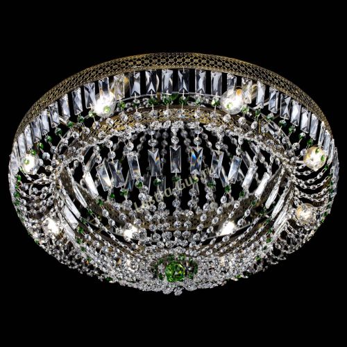 Люстра Венеция Купол пластинка под бронзу Зеленая в Химках Гусь Хрустальный