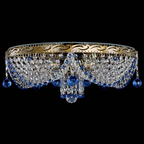 Люстра Виктория Синяя под бронзу в Химках Гусь Хрустальный