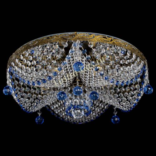 Люстра Виктория Синяя под бронзу в Химках Гусь Хрустальный