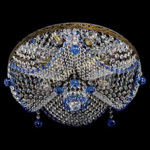 Люстра Виктория Синяя под бронзу в Химках Гусь Хрустальный