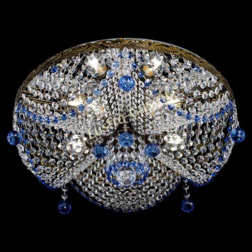 Люстра Виктория Синяя под бронзу в Химках Гусь Хрустальный
