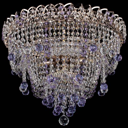 Люстра Водопад Софья фиолетовая в Химках Гусь Хрустальный