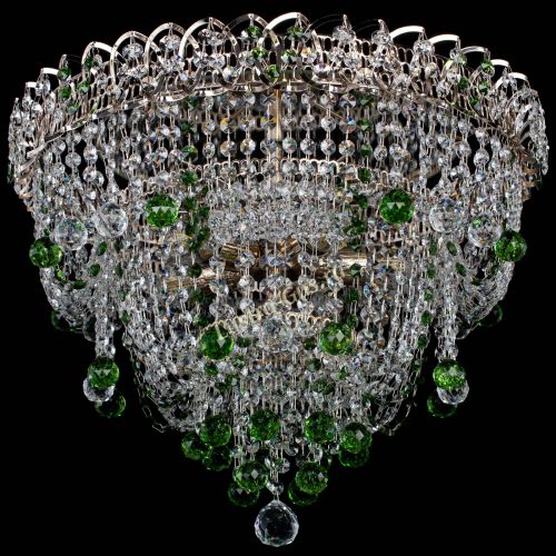 Люстра Водопад Софья зеленая в Химках Гусь Хрустальный