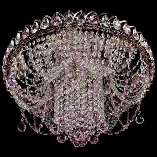 Люстра Водоворот Ольга шар розовая в Химках Гусь Хрустальный