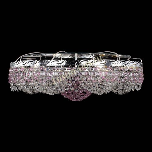 Люстра Вьюга №3 розовая в Химках Гусь Хрустальный