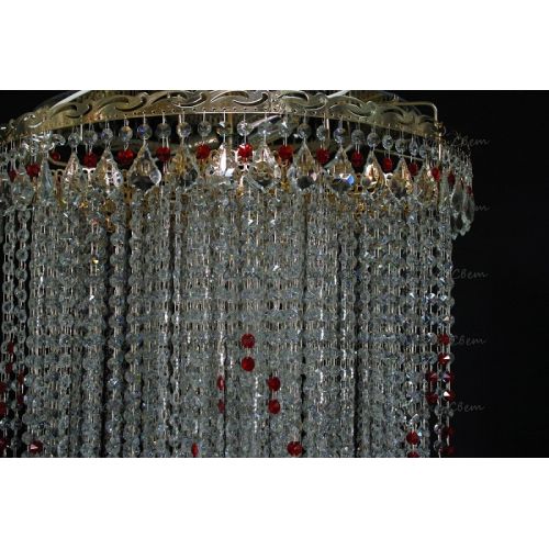 Люстра Вьюга длинная красная в Химках Гусь Хрустальный