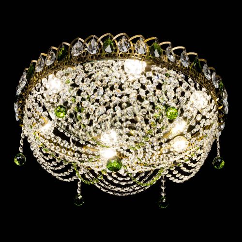 Люстра Жасмин №1 под бронзу зеленая в Химках Гусь Хрустальный