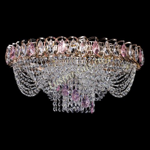 Люстра Жасмин Каскад розовый в Химках Гусь Хрустальный