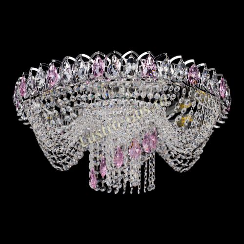 Люстра Жасмин Каскад розовый в Химках Гусь Хрустальный