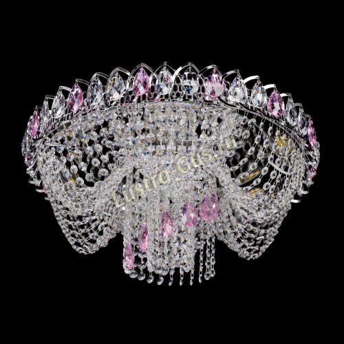 Люстра Жасмин Каскад розовый в Химках Гусь Хрустальный